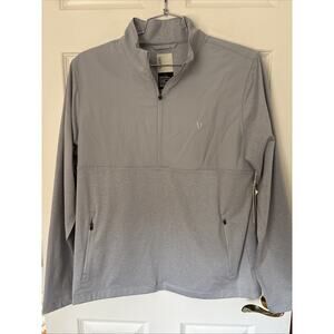 Vuori Sunday Element Track Jacket top Large Platinum Heather grey logo 1/2 zip